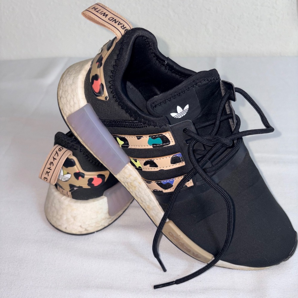 Adidas NMD R1 7.5 Black Leopard Print Good Multi Color Boost H00670